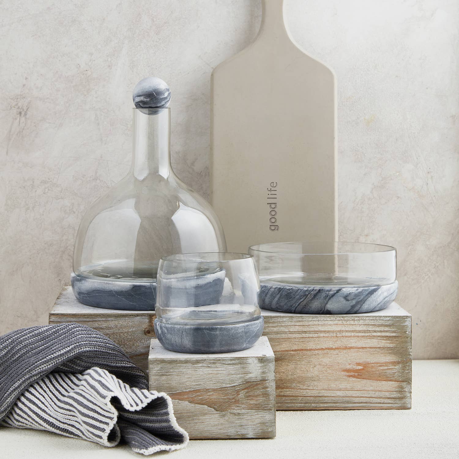 SBD Grey Marble and Glass Wine Carafe