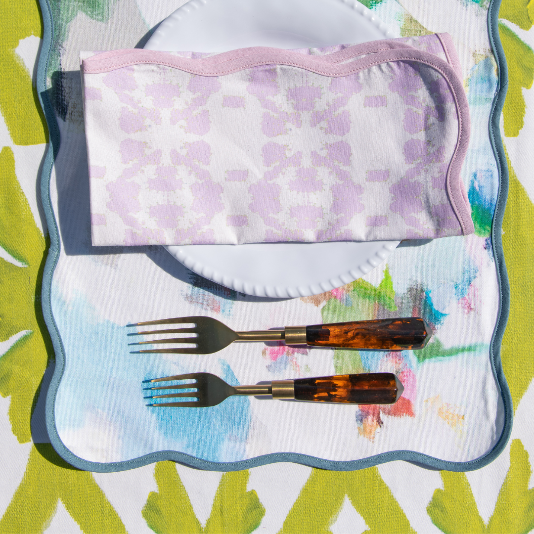 LPD Dinner Napkins Mosaic Lavender Scalloped: One Size