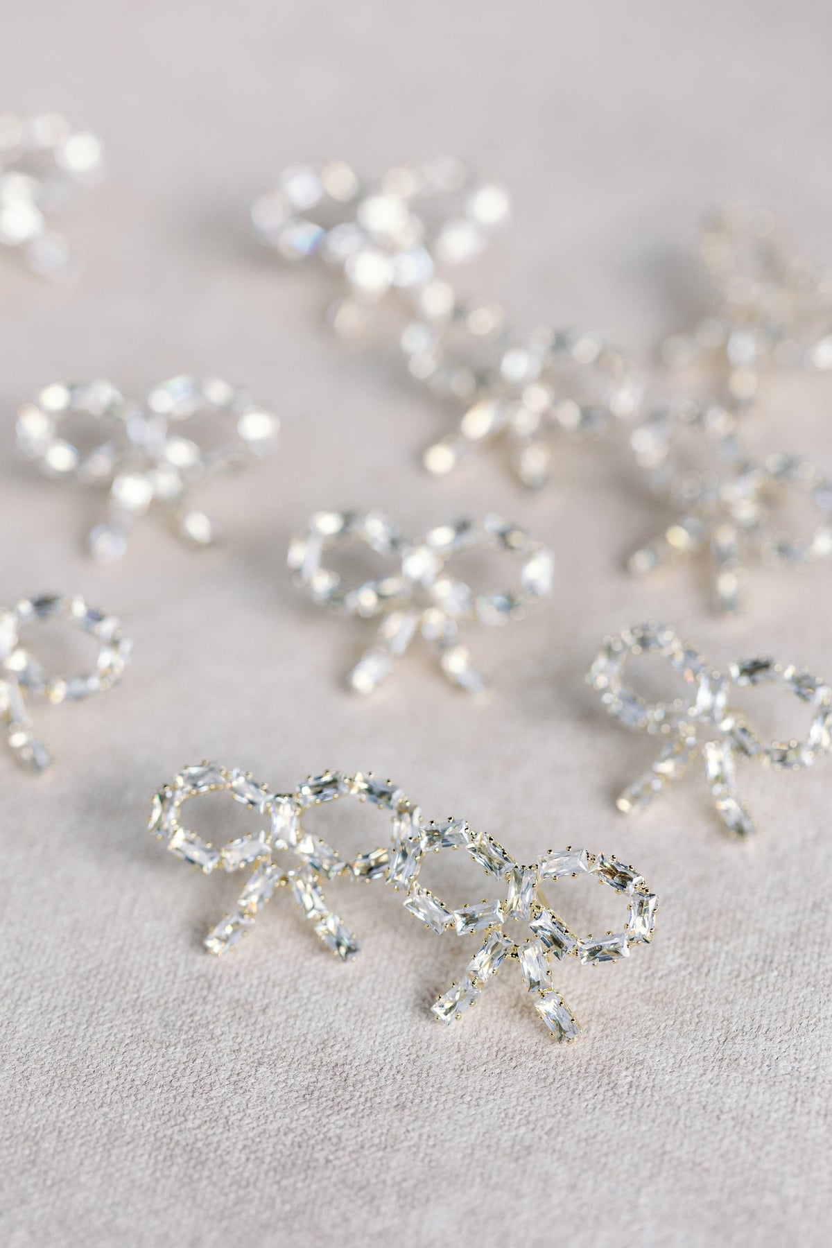 Sparkling Diamond Mini Holiday Statement Bow Earrings