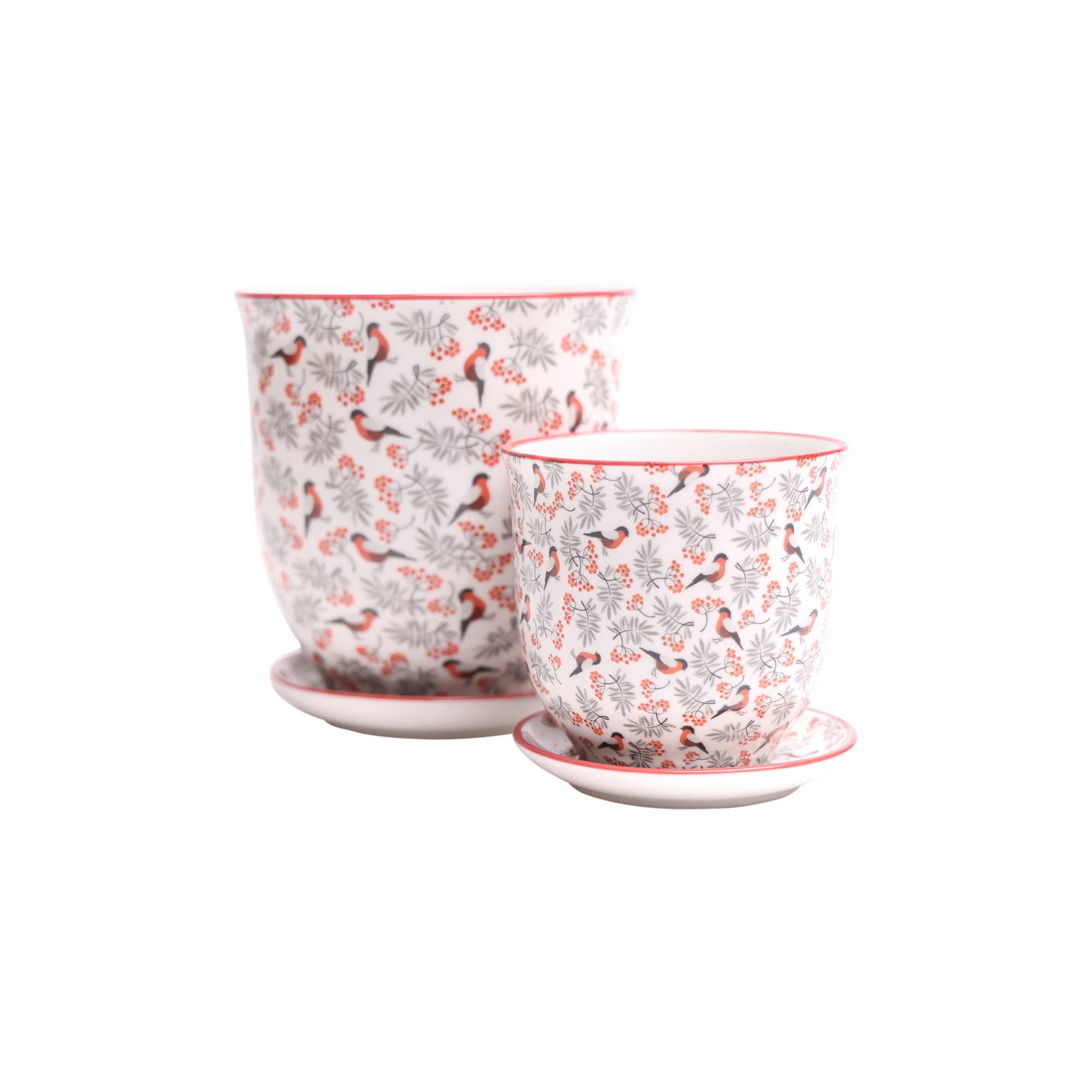 CHIVE Planter Red Birds Porcelain Liberte / 3.25"