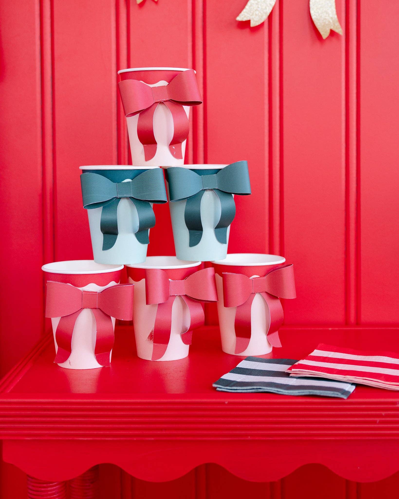 MME Paper Cups Mint and Green Bow