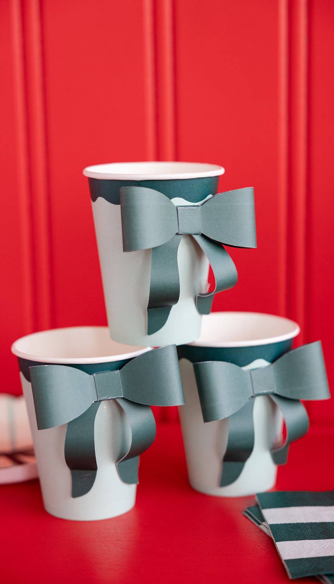MME Paper Cups Mint and Green Bow