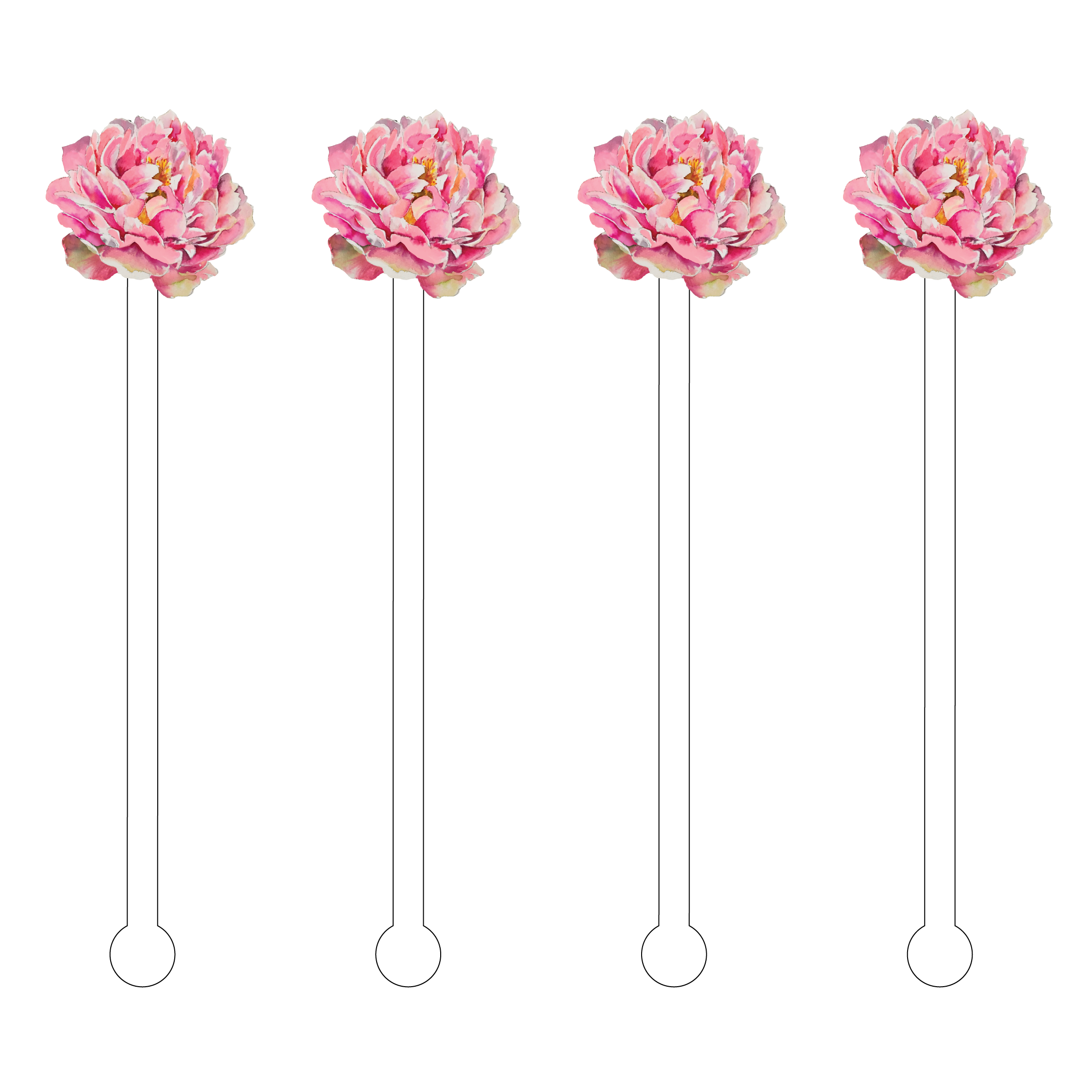 ACST PINK GARDEN PEONY ACRYLIC STIR STICKS
