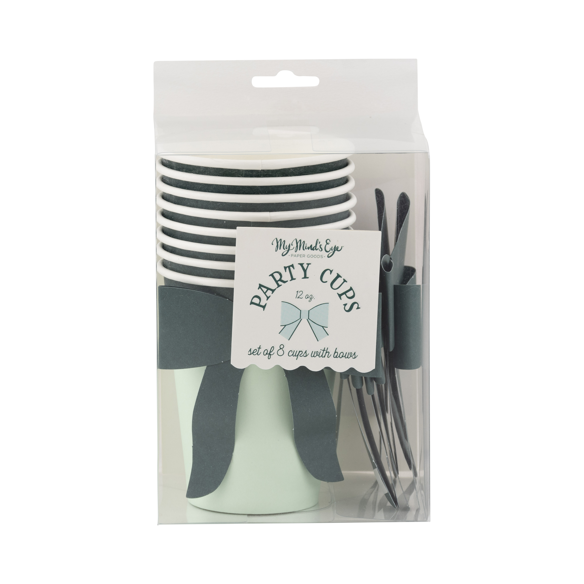 MME Paper Cups Mint and Green Bow