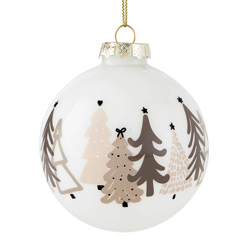 SBD Glass Ornament Set - Merry + Trees - Set of 2