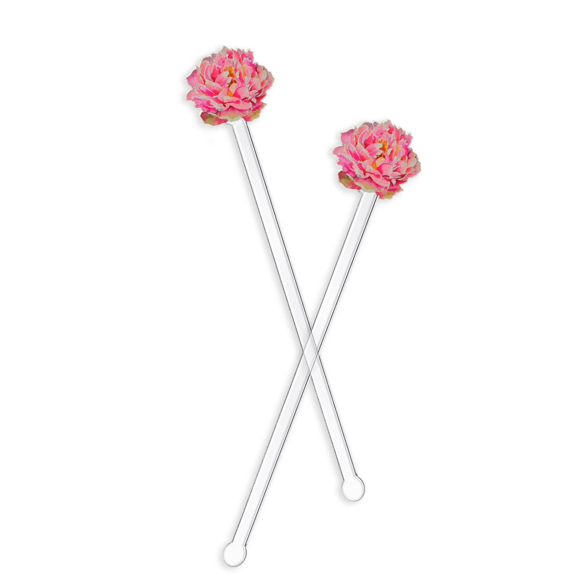 ACST PINK GARDEN PEONY ACRYLIC STIR STICKS