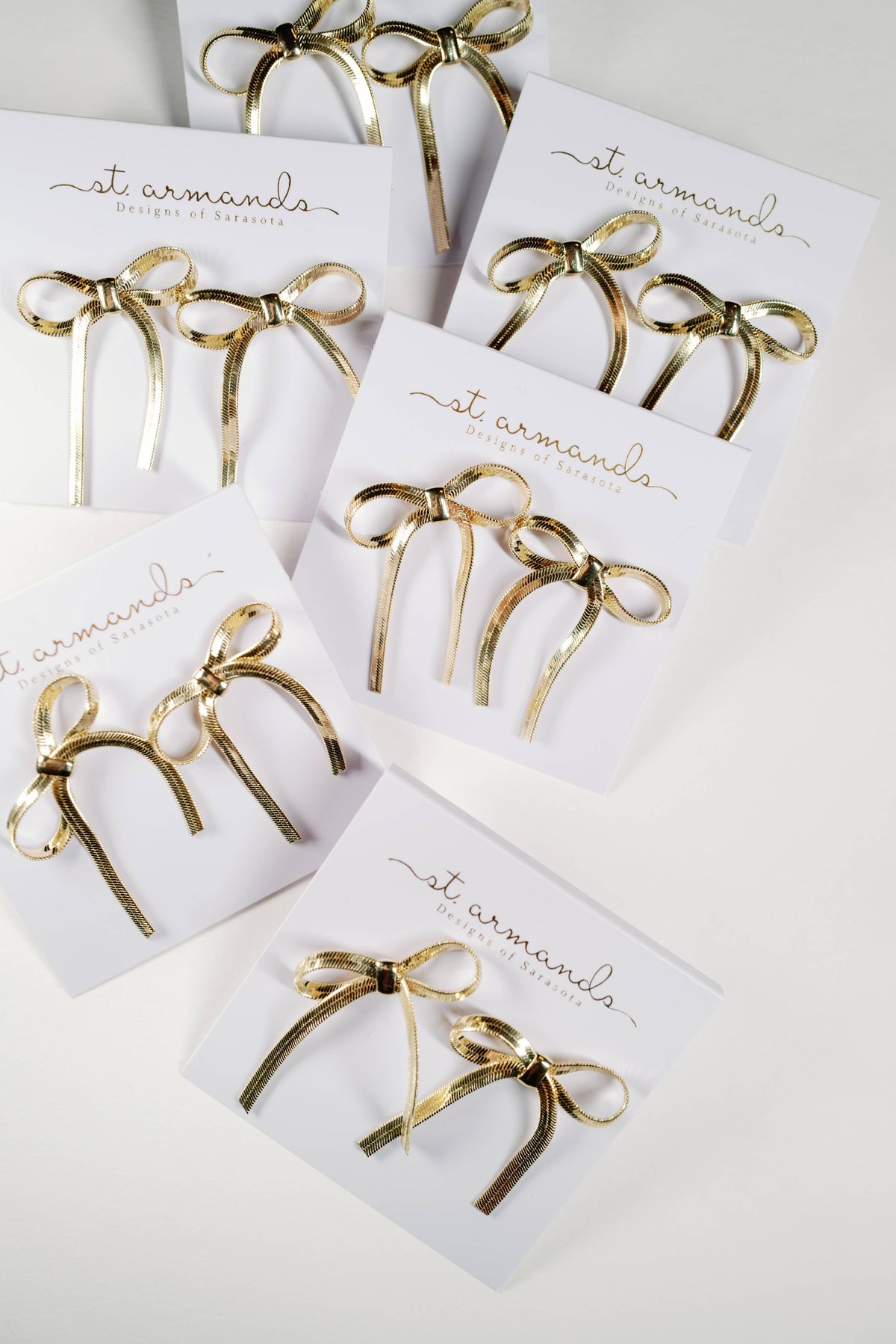 Mini Gold Duster Bow Holiday Earrings