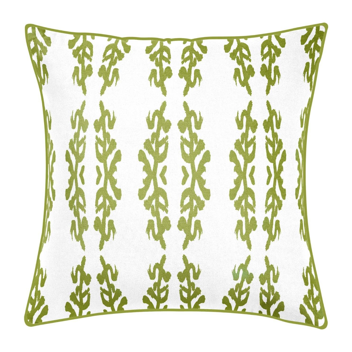 Coral Gardens Embroidered 22x22 Pillow, Green: 22" x 22" Throw Pillow