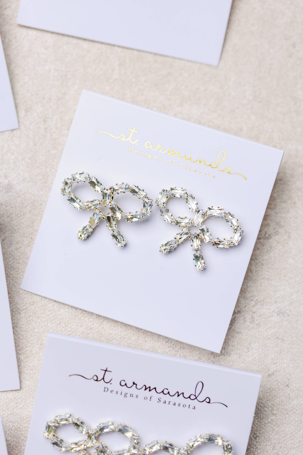 Sparkling Diamond Mini Holiday Statement Bow Earrings