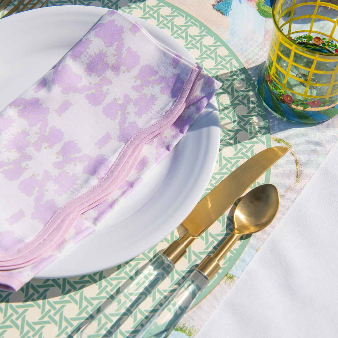 LPD Dinner Napkins Mosaic Lavender Scalloped: One Size