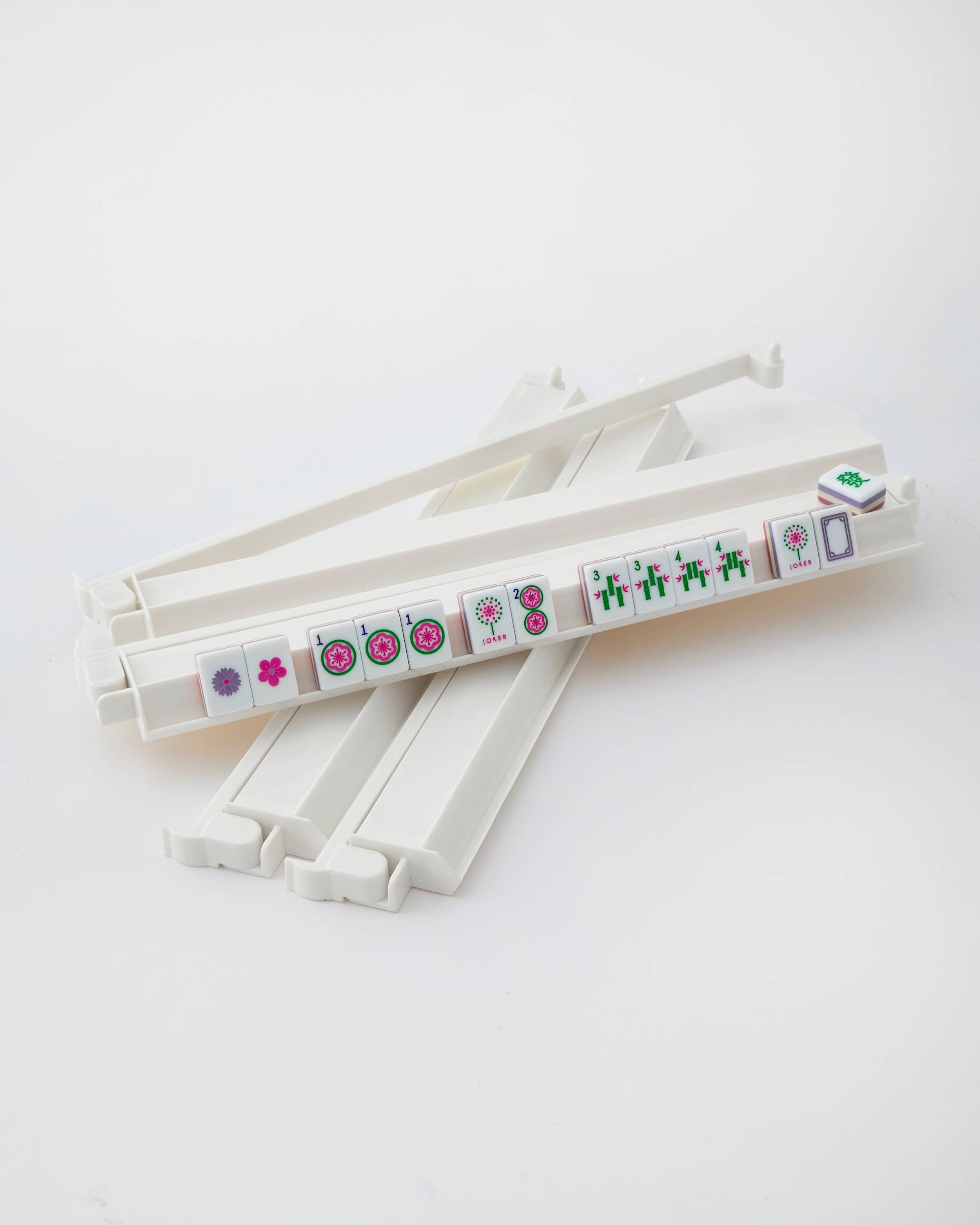 Oh My Mahjong Rack and Pusher Set White Acrylic