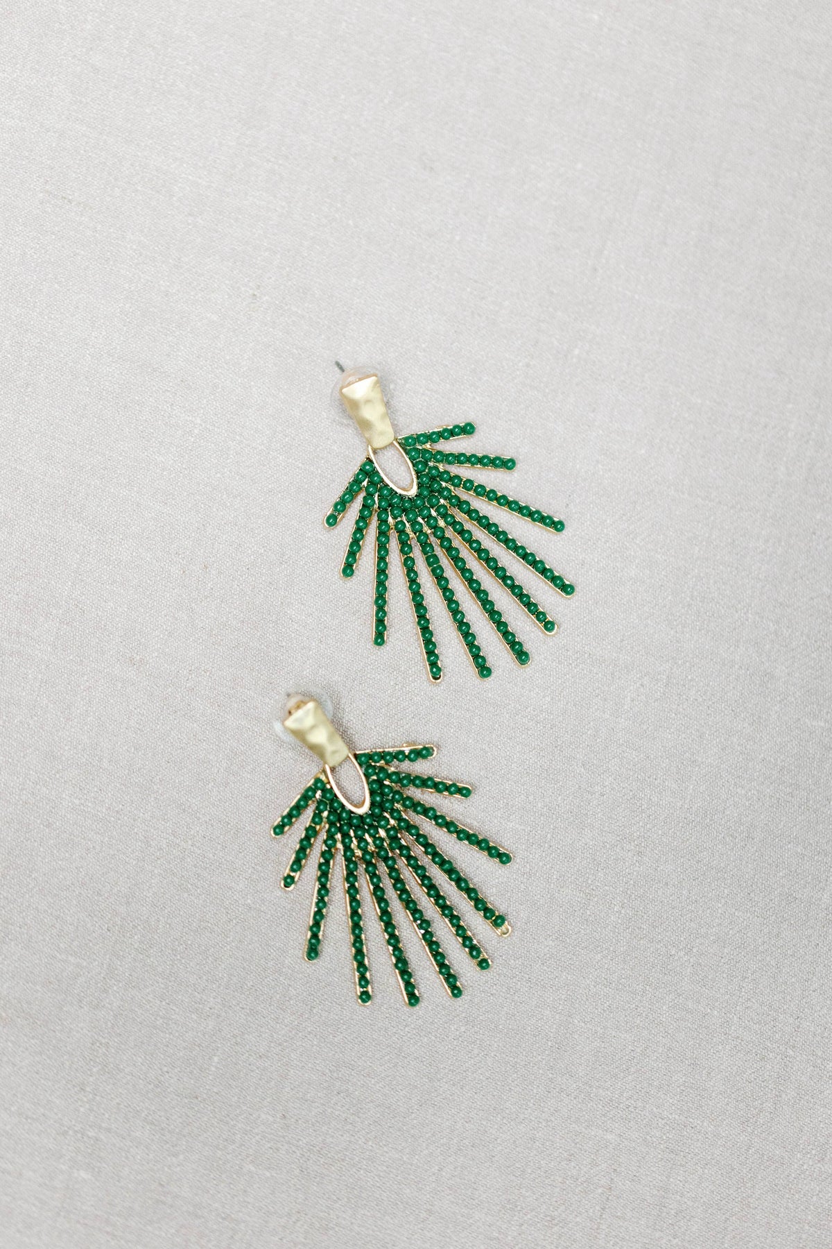 Green Sunburst Statement Drop Earrings