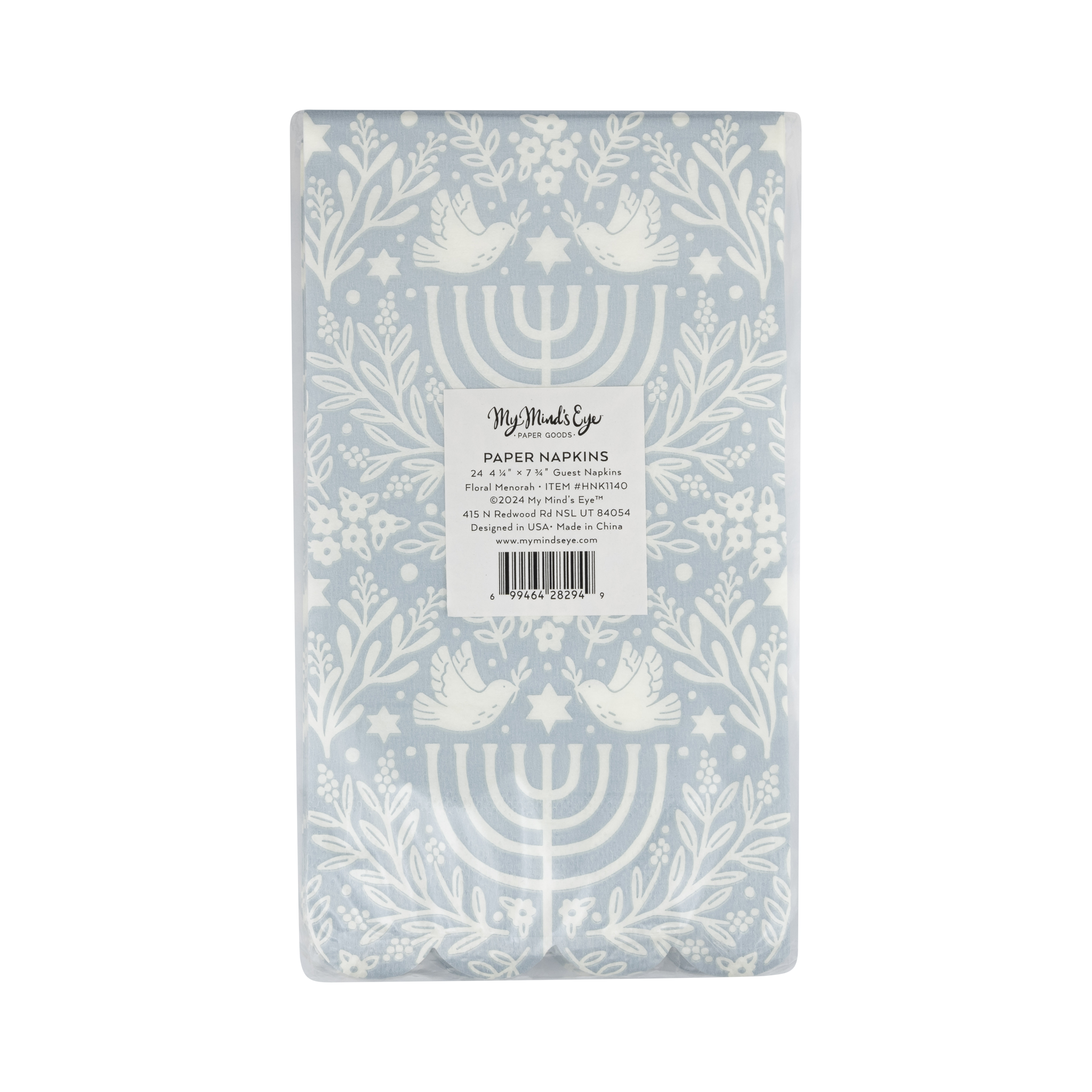 MME Dinner Napkin Floral Menorah