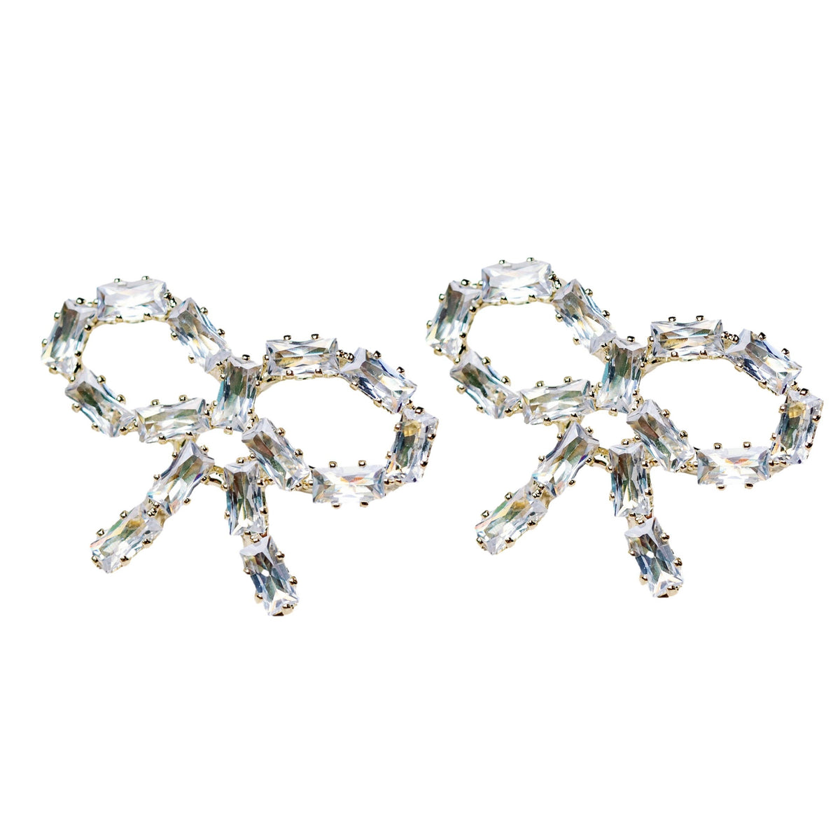 Sparkling Diamond Mini Holiday Statement Bow Earrings