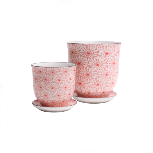 CHIVE Planter Red Flowers Porcelain Liberte / 3.25"