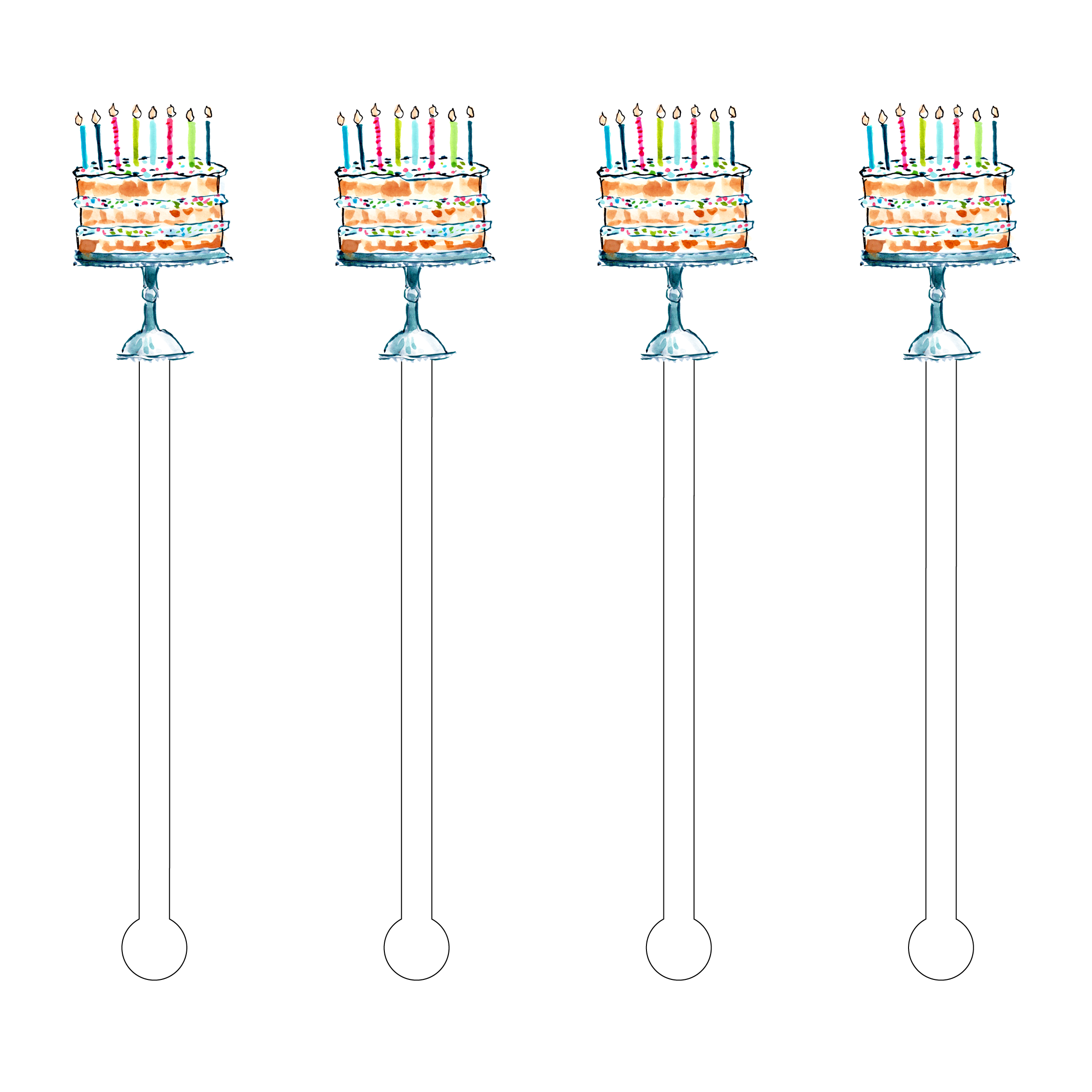 ACST X EVELYN HENSON HAPPY BIRTHDAY CONFETTI CAKE STIR STICKS
