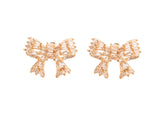 Gold Mini Sparkler Statement Stud Holiday Bow Earrings