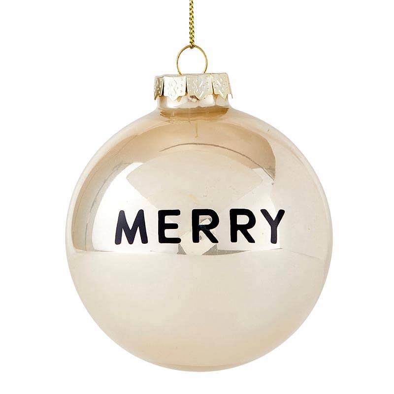 SBD Glass Ornament Set - Merry + Trees - Set of 2