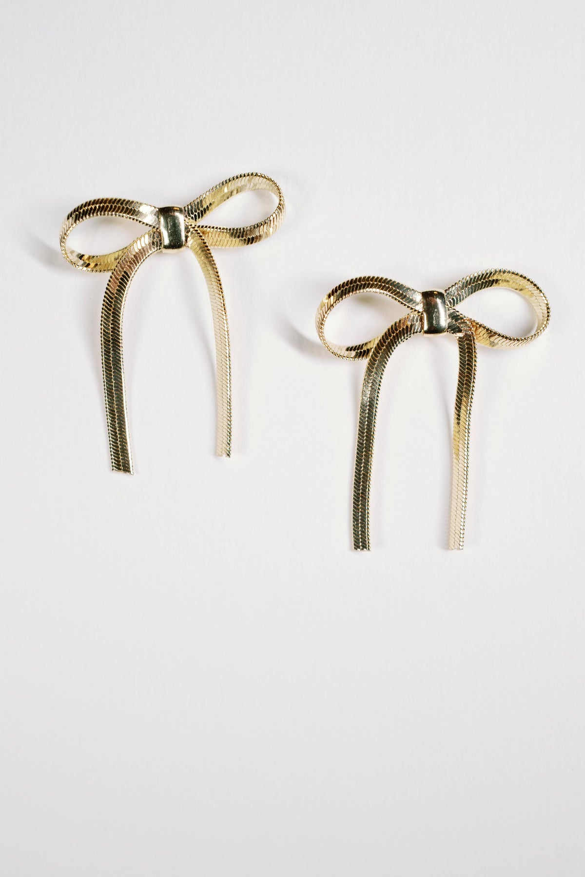 Mini Gold Duster Bow Holiday Earrings