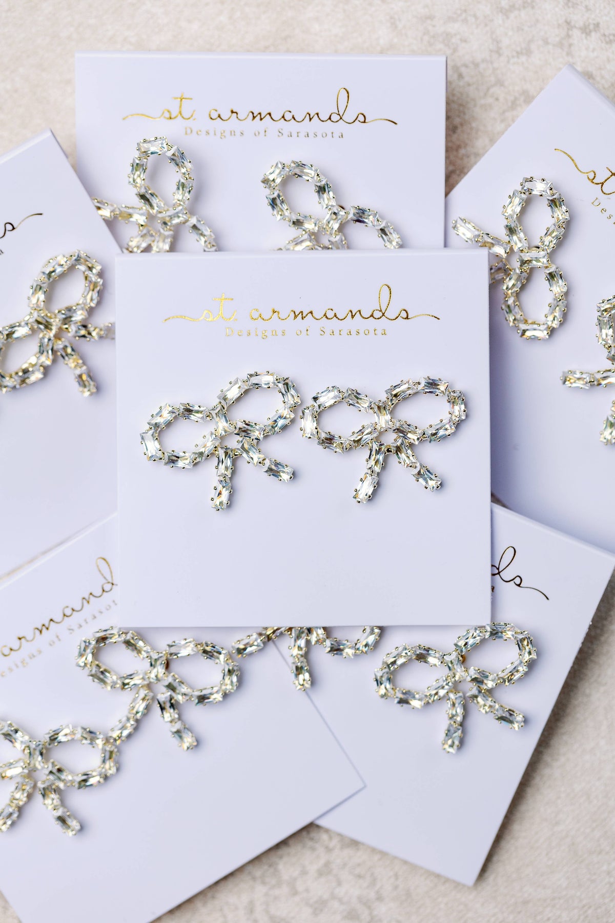 Sparkling Diamond Mini Holiday Statement Bow Earrings
