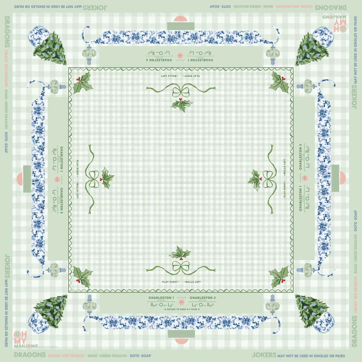 Oh My Mahjong Holly Jolly Mahjong Mat In Tube
