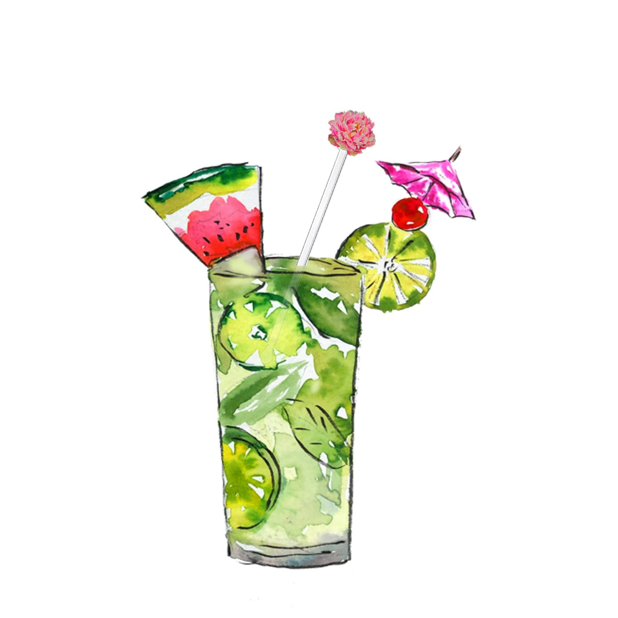 ACST PINK GARDEN PEONY ACRYLIC STIR STICKS