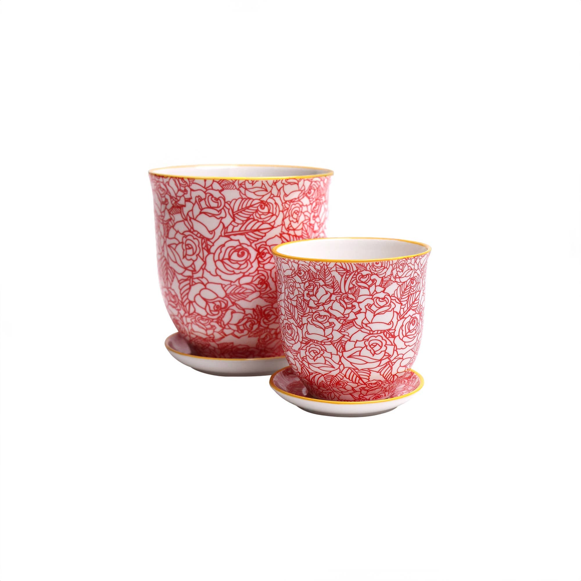 CHIVE Planter Red Roses Porcelain Liberte  / 3.25"