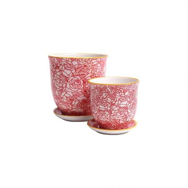CHIVE Planter Red Roses Porcelain Liberte  / 3.25"