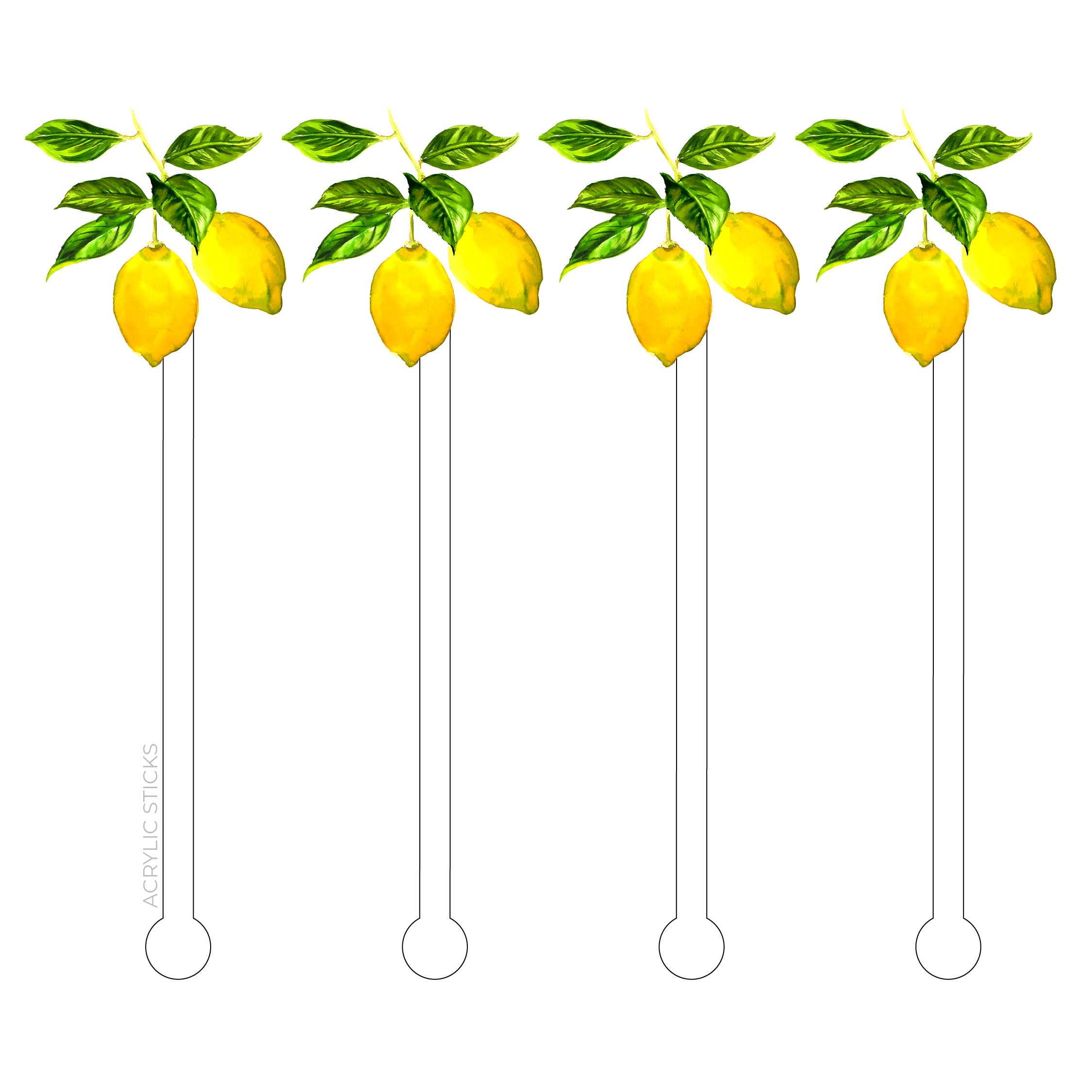 ACST STIR STICKS ACRYLIC LEMONS