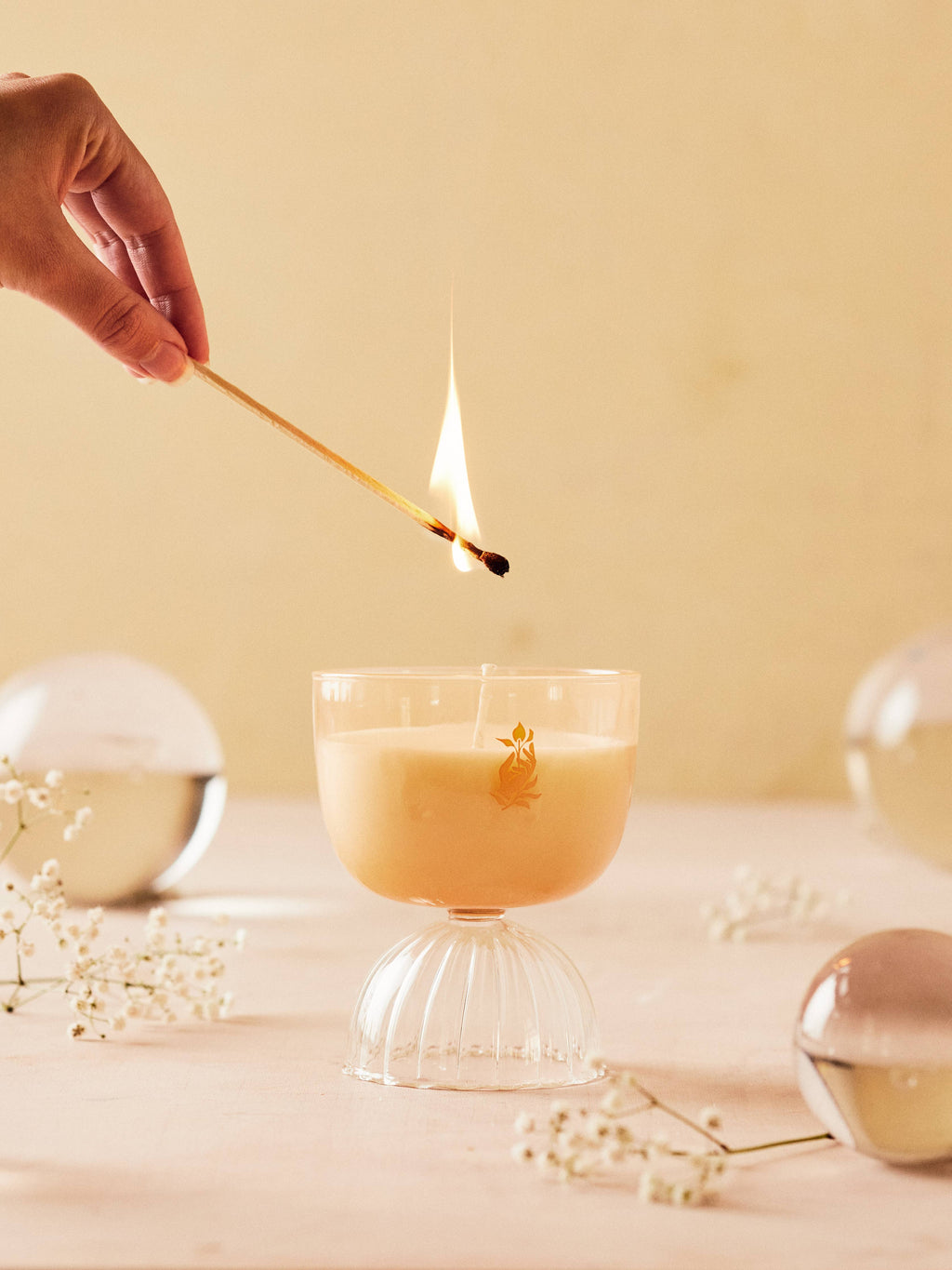 Rose Coupe Glass Candle