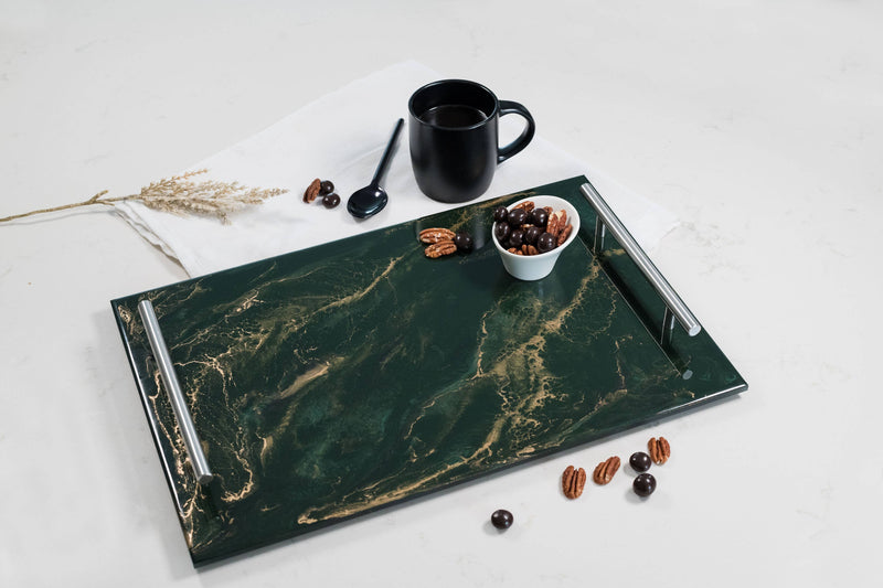 L&L Tray Resin Serving with Handles: Jade