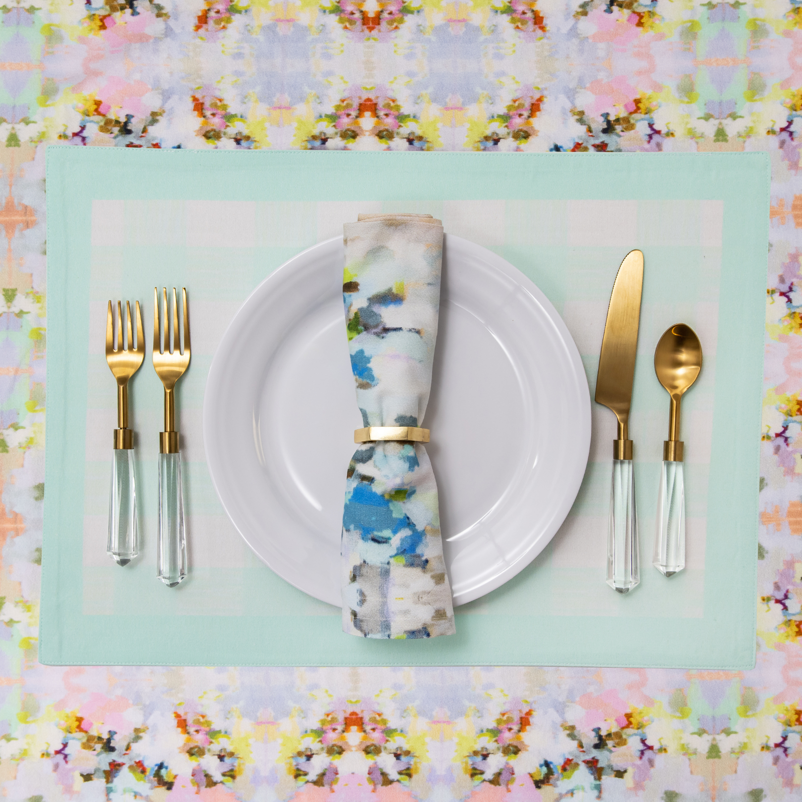 LPD Gingham Aqua Placemats