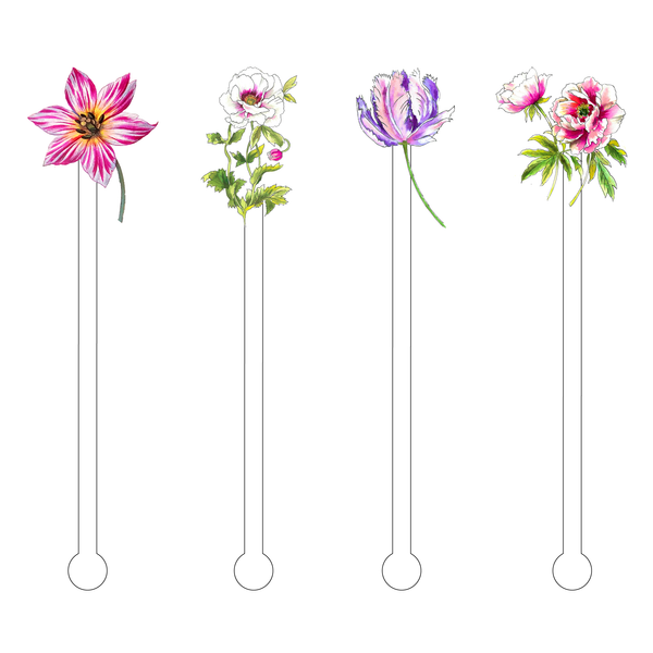 ACST FANCIFUL FLOWERS ACRYLIC STIR STICKS COMBO