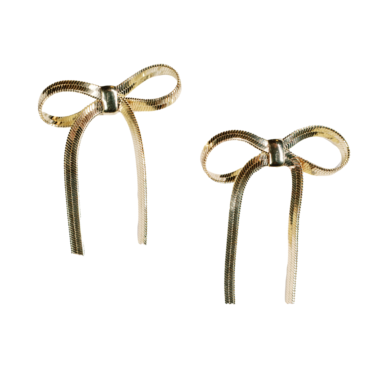 Mini Gold Duster Bow Holiday Earrings