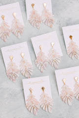 Pink Petite Palm Statement Drop Earrings