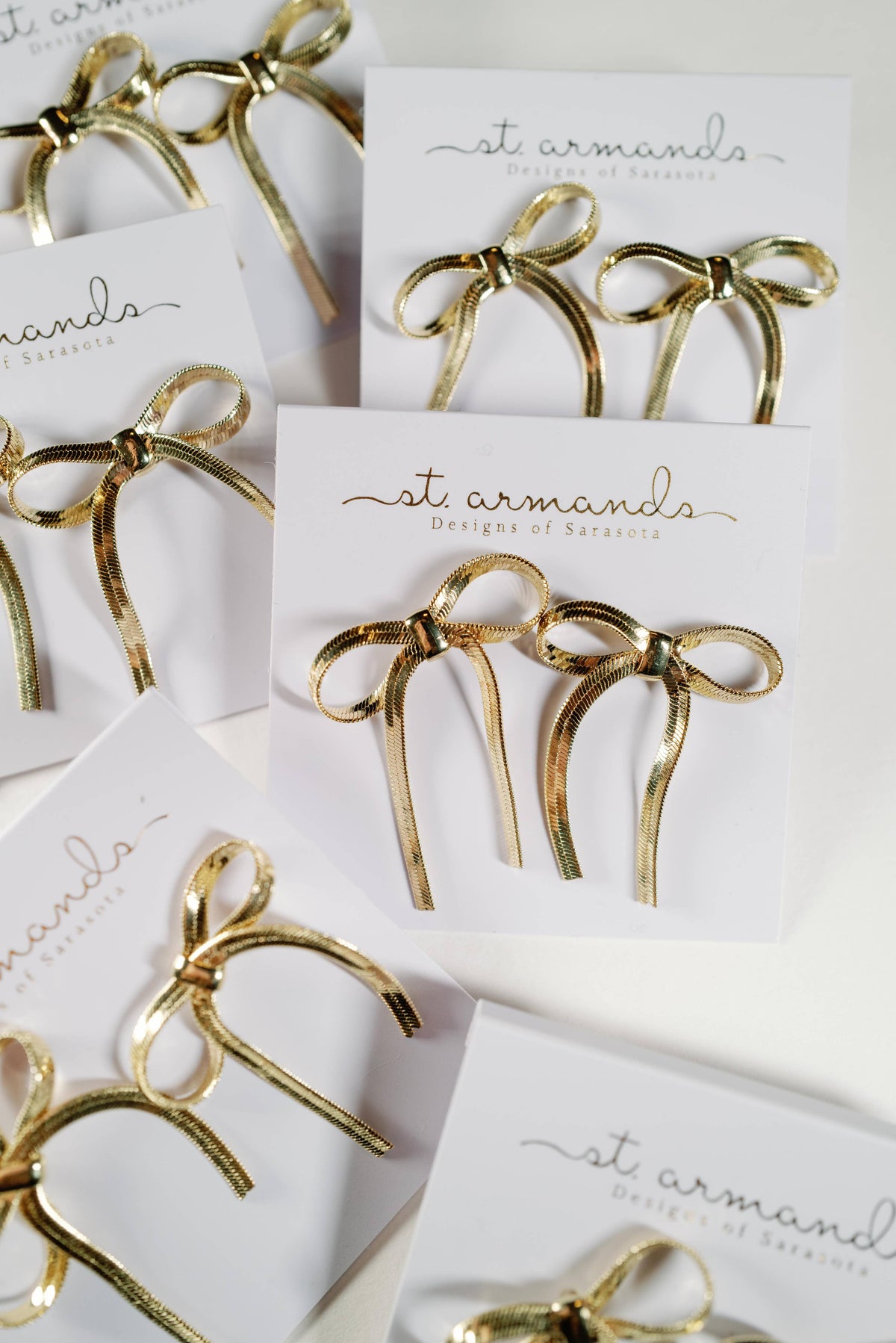 Mini Gold Duster Bow Holiday Earrings
