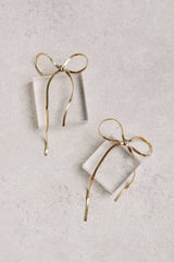 Maxi Gold Duster Bow Holiday Statement Earrings