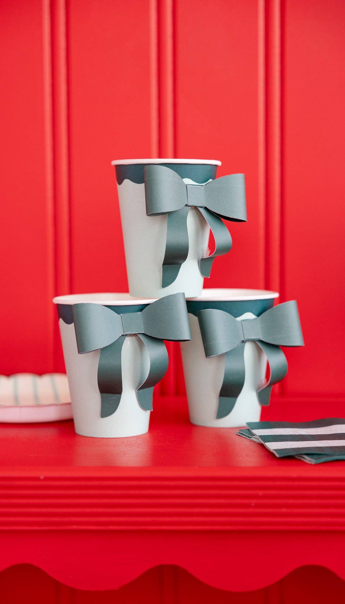 MME Paper Cups Mint and Green Bow