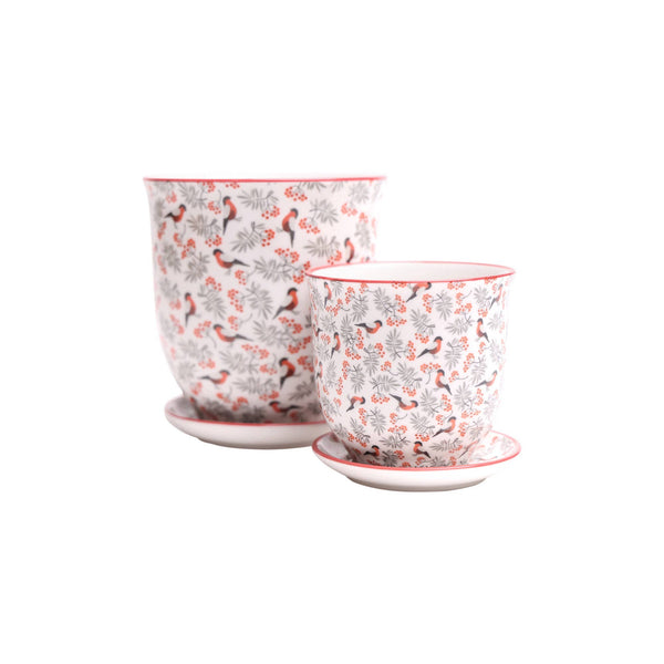 CHIVE  Planter Red Birds Porcelain Liberte / 3.25"