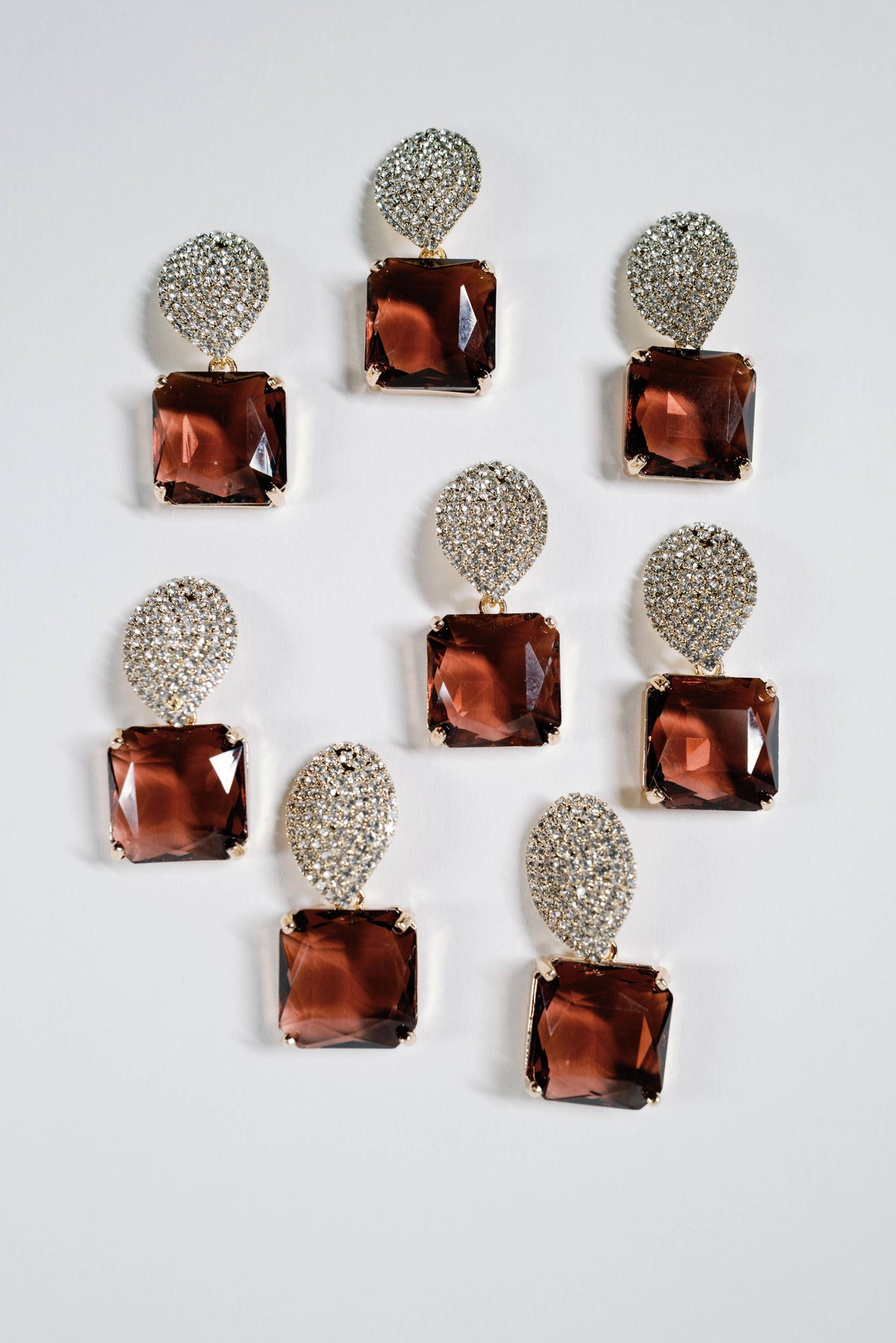 Smokey Plum Retro Pavé Crystal Gum Drop Earrings