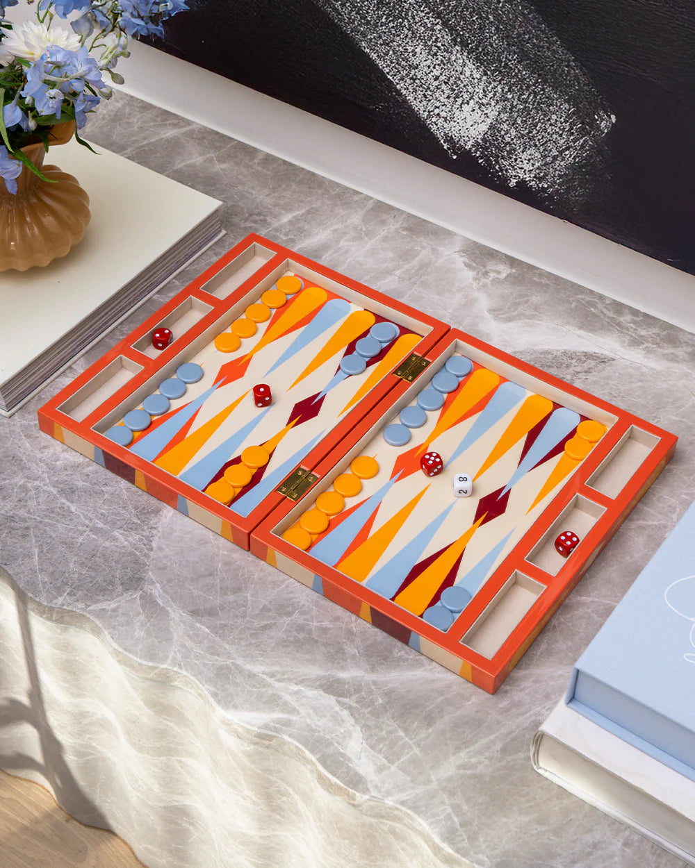 PW Lacquered Backgammon, Red