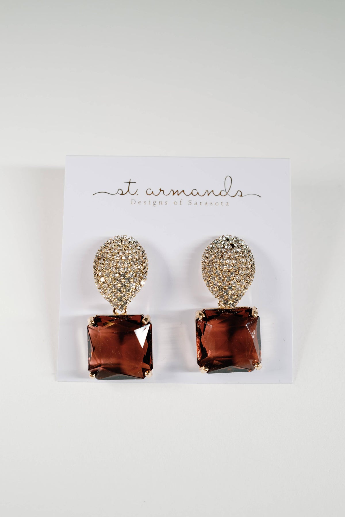 Smokey Plum Retro Pavé Crystal Gum Drop Earrings