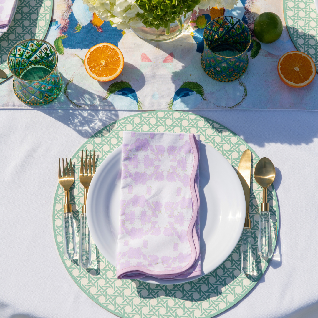 LPD Dinner Napkins Mosaic Lavender Scalloped: One Size
