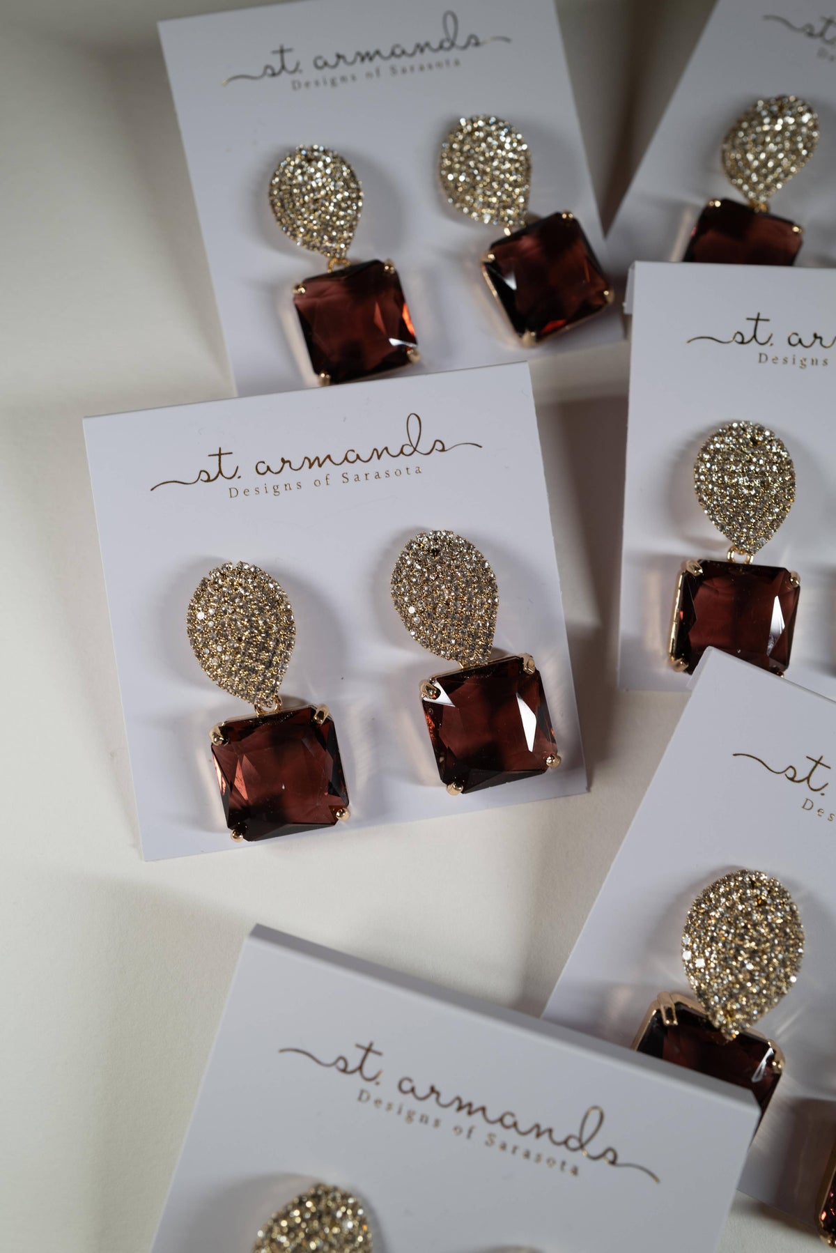 Smokey Plum Retro Pavé Crystal Gum Drop Earrings
