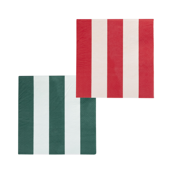 MME Cocktail Napkin Set Red and Pink Green and Mint Striped