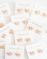 Gold Mini Sparkler Statement Stud Holiday Bow Earrings