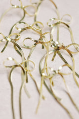 Maxi Gold Duster Bow Holiday Statement Earrings