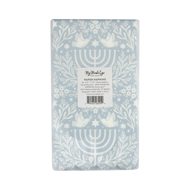 MME Dinner Napkin Floral Menorah