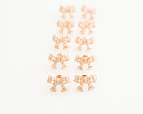 Gold Mini Sparkler Statement Stud Holiday Bow Earrings