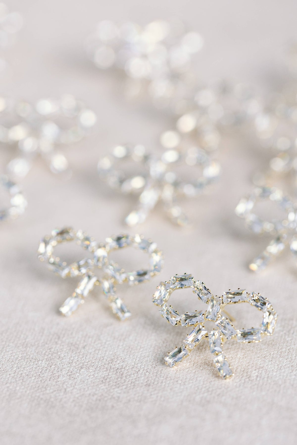 Sparkling Diamond Mini Holiday Statement Bow Earrings